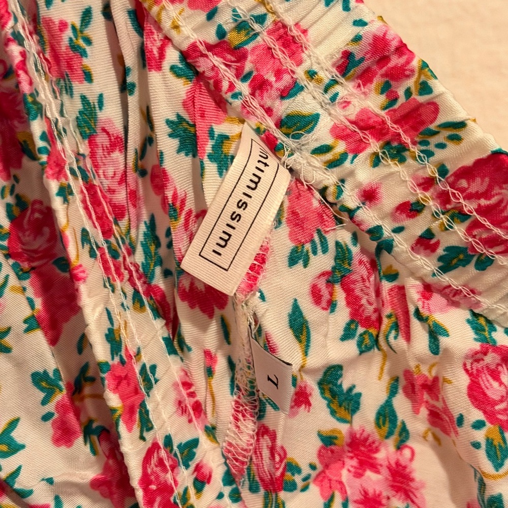Intimissimi Pink and Floral silky ruffle shorts large pajamas sleep mini - Picture 4 of 6
